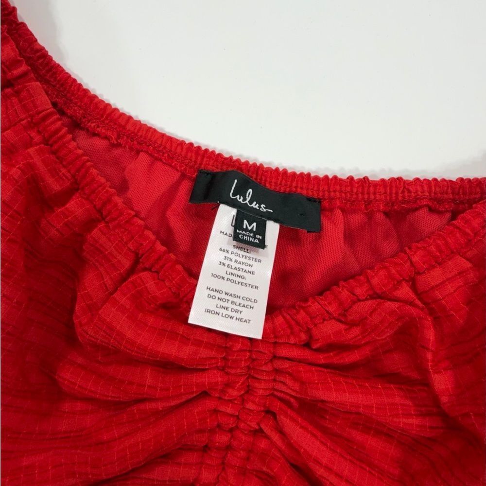 Lulu’s Red Ruched Crop Top – Size M - Picture 3 of 10